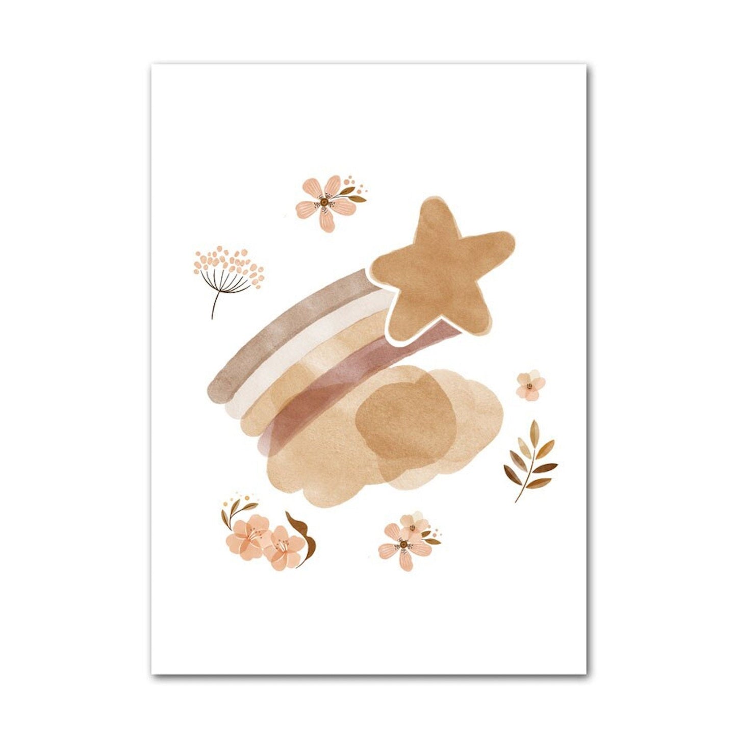 Poster Kinder Tiere Regenbogen Sternschnuppe Eichhörnchen Fuchs Igel Bär und Hase als Deko Print ohne Rahmen-3
