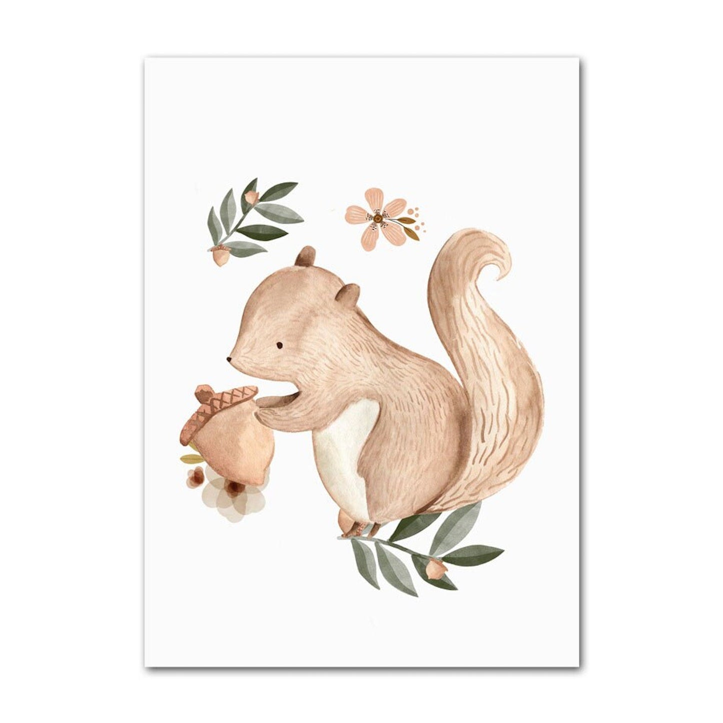 Poster Kinder Tiere Regenbogen Sternschnuppe Eichhörnchen Fuchs Igel Bär und Hase als Deko Print ohne Rahmen-4