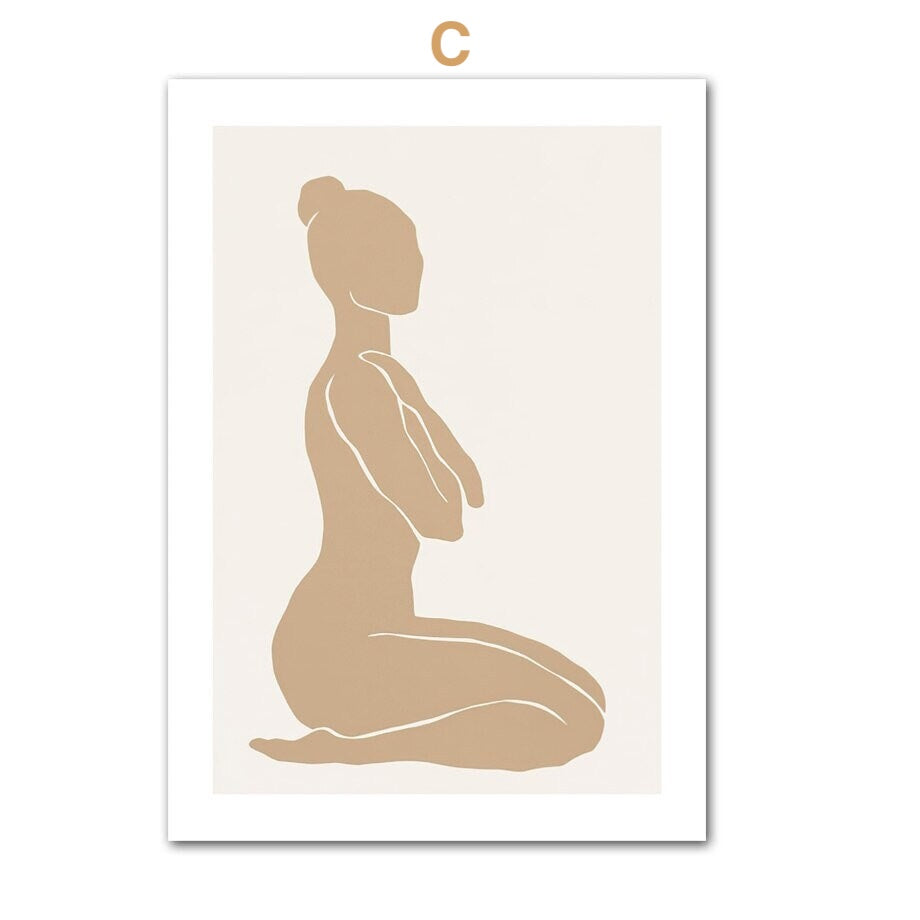 Poster Yoga Abstrakt sitzende Frau und Posen als Deko Print ohne Rahmen-7