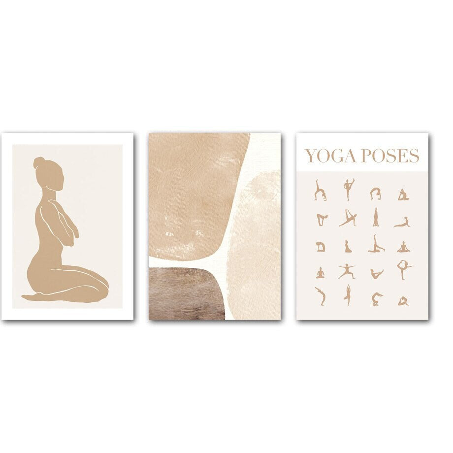 Poster Yoga Abstrakt sitzende Frau und Posen als Deko Print ohne Rahmen-2