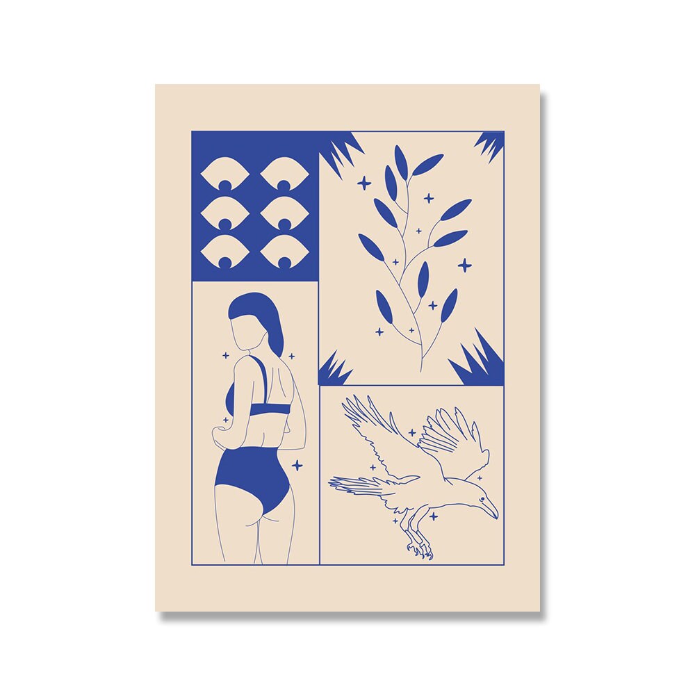 Poster Vintage Amour Wahrsagerin in Retro Stil Liebe macht Sie Blind in Blau als Deko Print ohne Rahmen-8