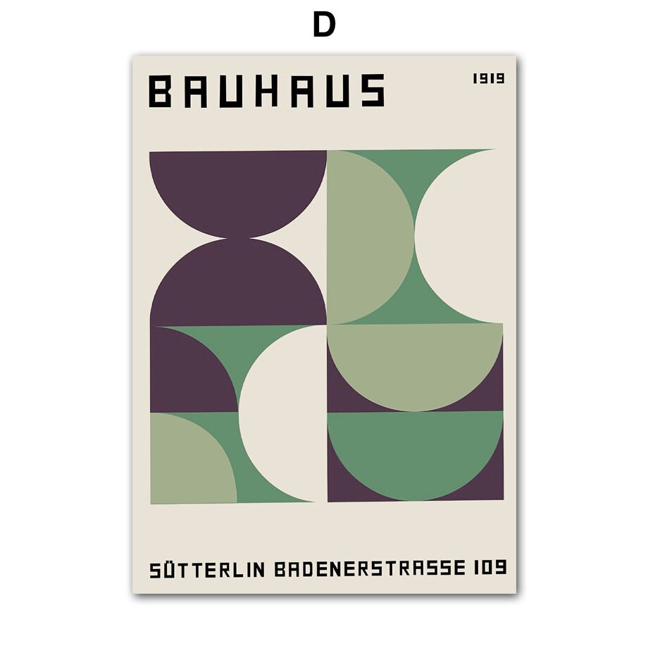 Poster Bauhaus Wandkunst Vintage Grün I Wandbilder Wohnzimmer & Schlafzimmer I Deko Print Bilder I ohne Rahmen-4