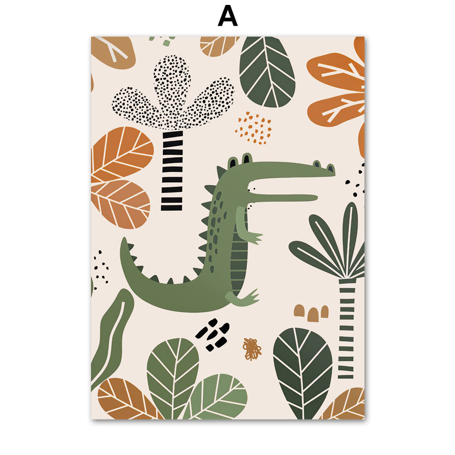 Poster Safari Abenteuer Löwe Giraffe I Kinderzimmer Wandbilder I Spielzimmer Dekoration I Wand Deko Print I ohne Rahmen-1