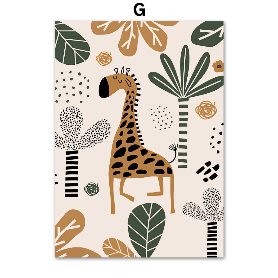 Poster Safari Abenteuer Löwe Giraffe I Kinderzimmer Wandbilder I Spielzimmer Dekoration I Wand Deko Print I ohne Rahmen-7