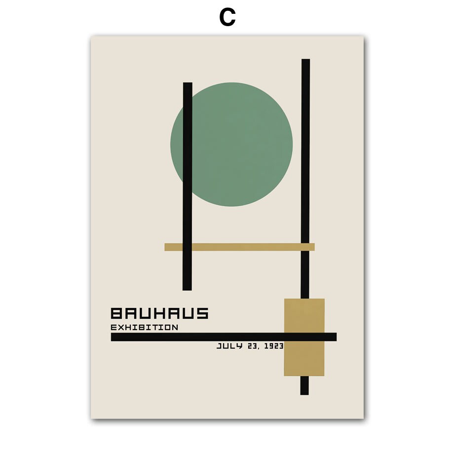 Poster Bauhaus Wandkunst Vintage Grün I Wandbilder Wohnzimmer & Schlafzimmer I Deko Print Bilder I ohne Rahmen-3