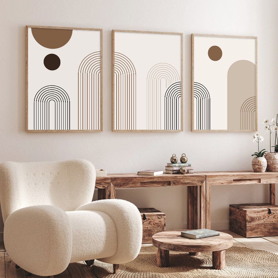 Poster Boho Abtrakt Bogen Linien | Bilder Wohnzimmer | Wandbilder Schlafzimmer | Deko Print ohne Rahmen | Bilder Set Kunstdruck-1