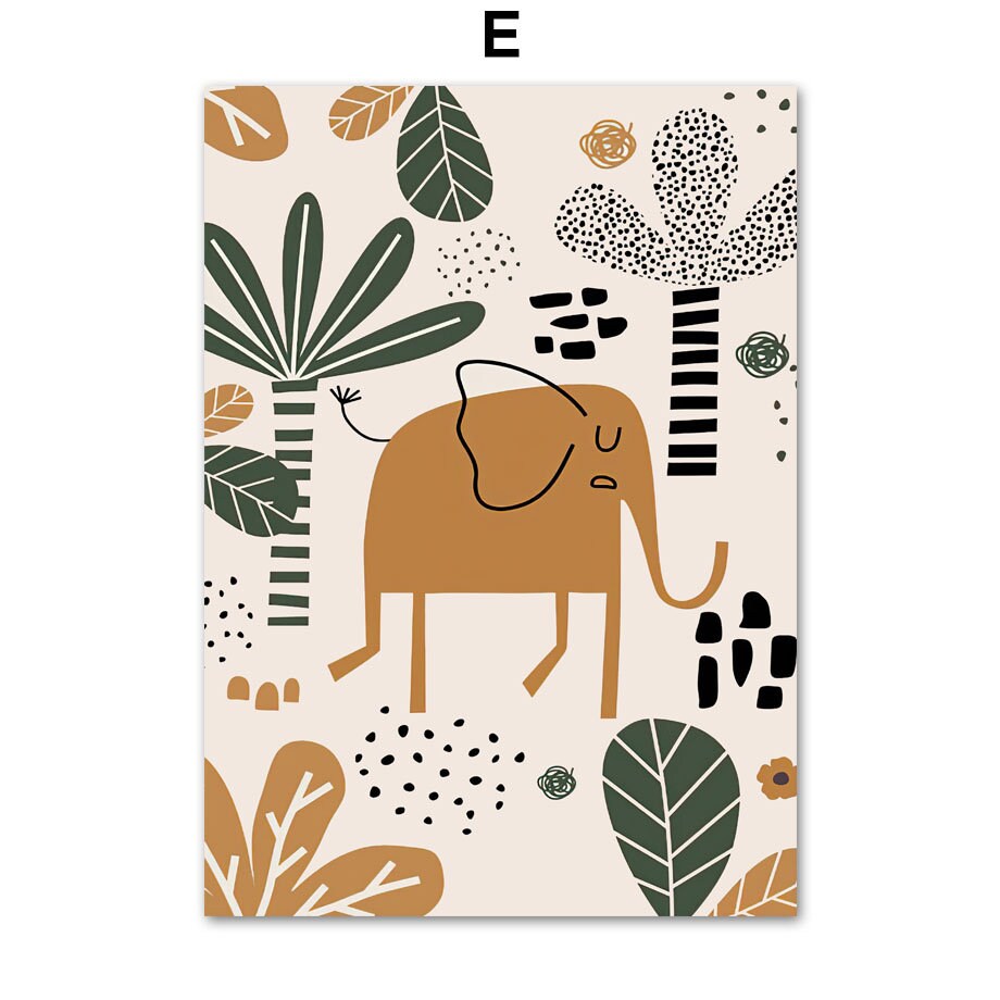 Poster Safari Abenteuer Löwe Giraffe I Kinderzimmer Wandbilder I Spielzimmer Dekoration I Wand Deko Print I ohne Rahmen-5