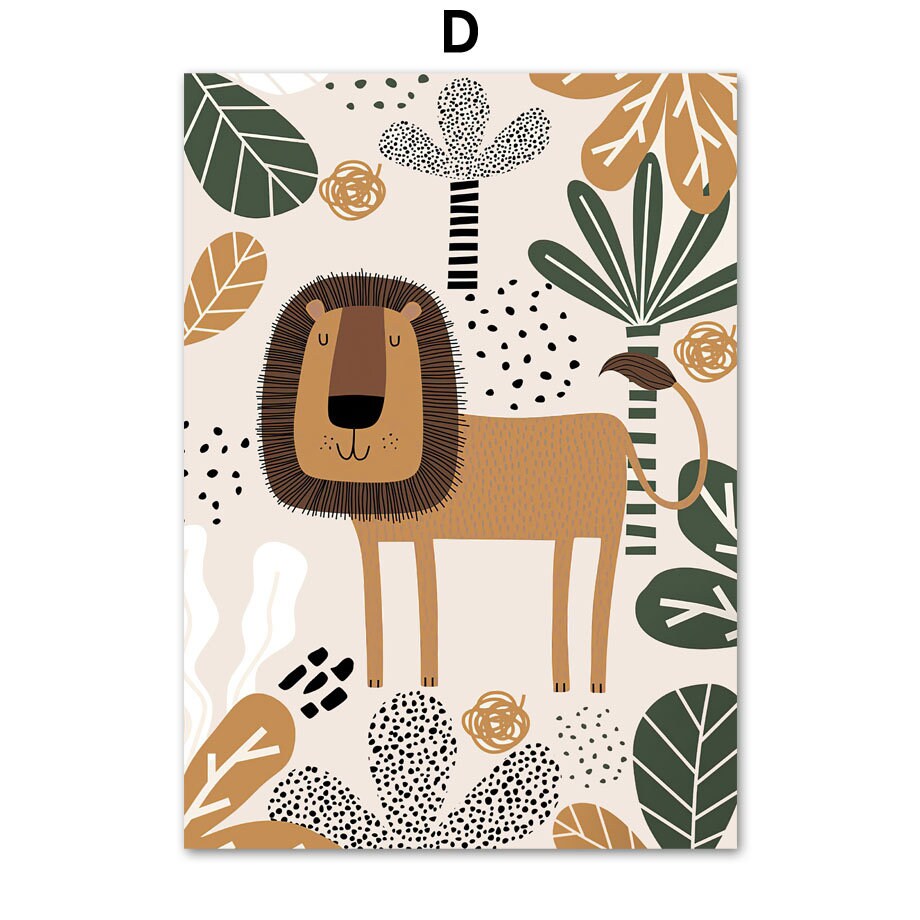 Poster Safari Abenteuer Löwe Giraffe I Kinderzimmer Wandbilder I Spielzimmer Dekoration I Wand Deko Print I ohne Rahmen-4