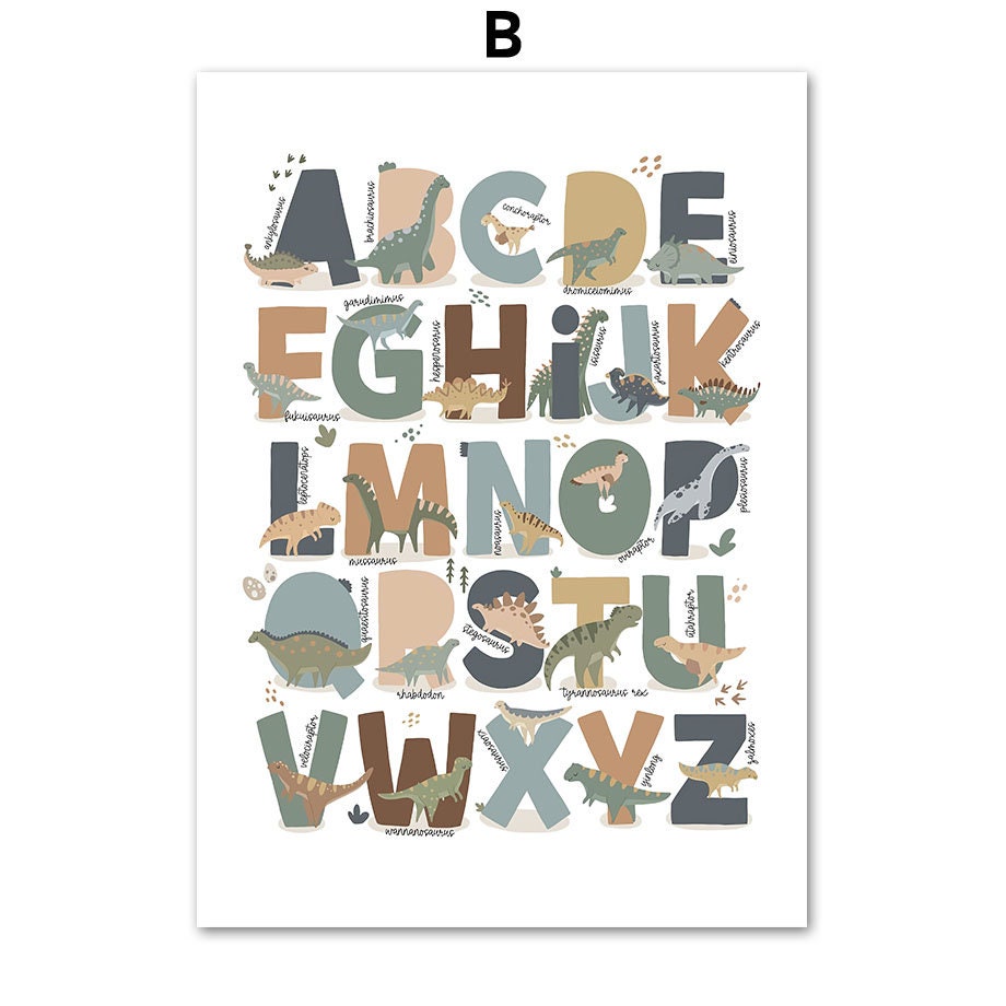 Poster Kinderzimmer Dinosaurier Alphabet I Kinderzimmer Bilder I Wand Deko I Kunst Druck I Deko Print I ohne Rahmen-2