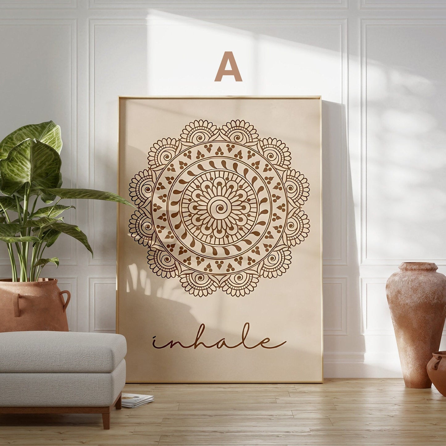 Poster Yoga Inhale Exhale · Einatmen Ausatmen Mandala · Wohnzimmer Bilder · Schlafzimmer Bilder · Wand Deko Print · ohne Rahmen-1