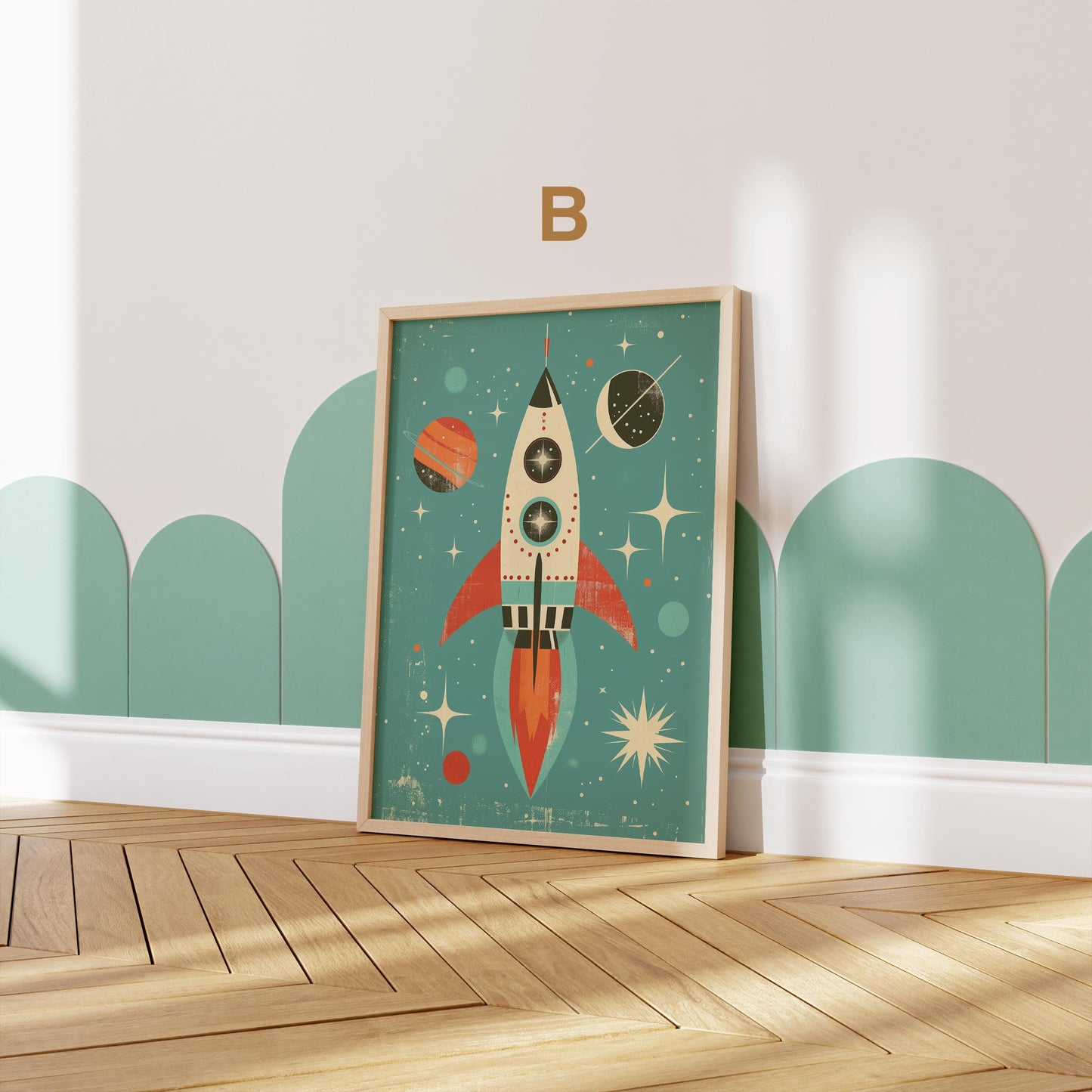 Astronaut Poster Kinderzimmer · Geschenkidee für Kinder · Kinderzimmer Deko · Weltraum Rakete & Planeten · Deko Print ohne Rahmen-4