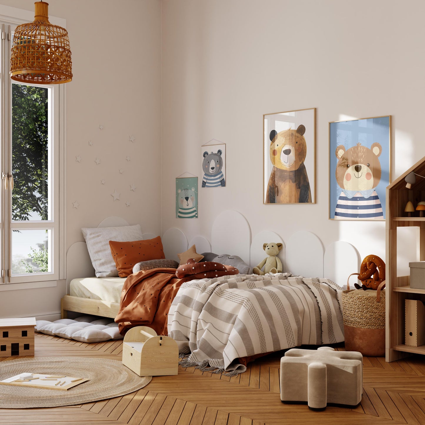 Poster Kinderzimmer Bär Wald Dschungel Aquarell Löwe Elefant · Kinderzimmer Bilder · Wand Deko · Kunst Druck · Deko Print · ohne Rahmen-2