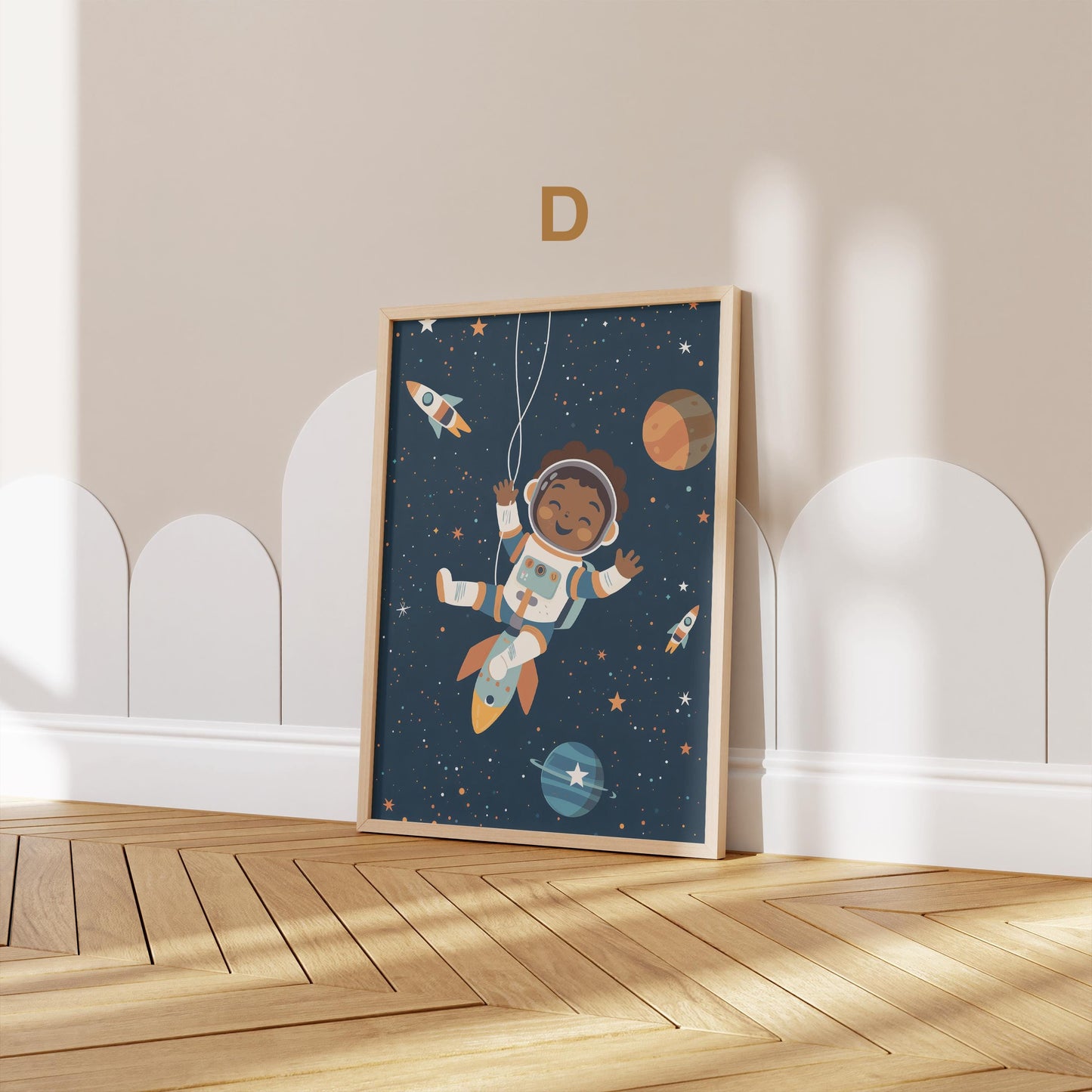 Astronaut Poster Kinderzimmer · Geschenkidee für Kinder · Kinderzimmer Deko · Weltraum Rakete & Planeten · Deko Print ohne Rahmen-6