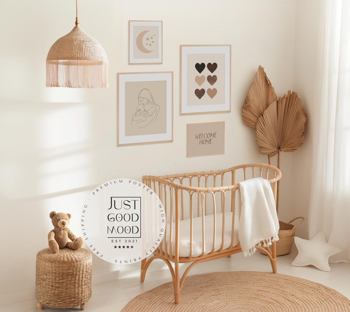BEIGE Boho Poster Babyzimmer · Geschenkidee für Kinder · Babyzimmer Deko · Modern Abstrakt Minimalistisch neutral ·Deko Print ohne Rahmen-1