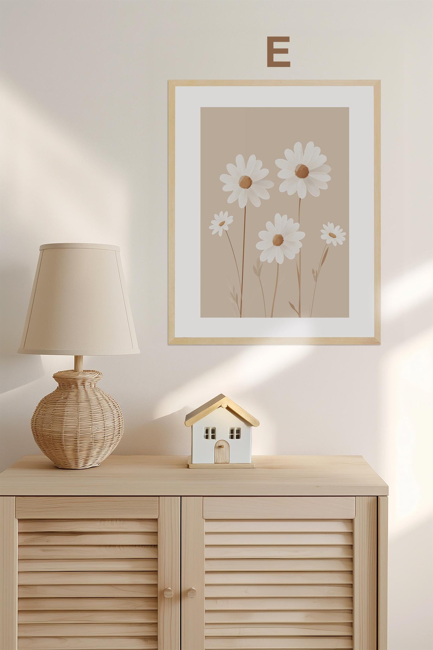 Boho Babyzimmer Poster · Niedliche Ente , Schmetterlinge, Gänseblümchen, Häuser & Sonne Scandi Kinderzimmer Deko · Deko Print ohne Rahmen-7