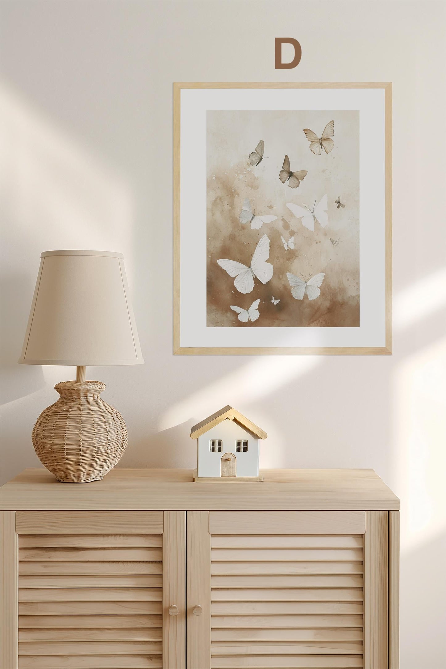Boho Babyzimmer Poster · Niedliche Ente , Schmetterlinge, Gänseblümchen, Häuser & Sonne Scandi Kinderzimmer Deko · Deko Print ohne Rahmen-6