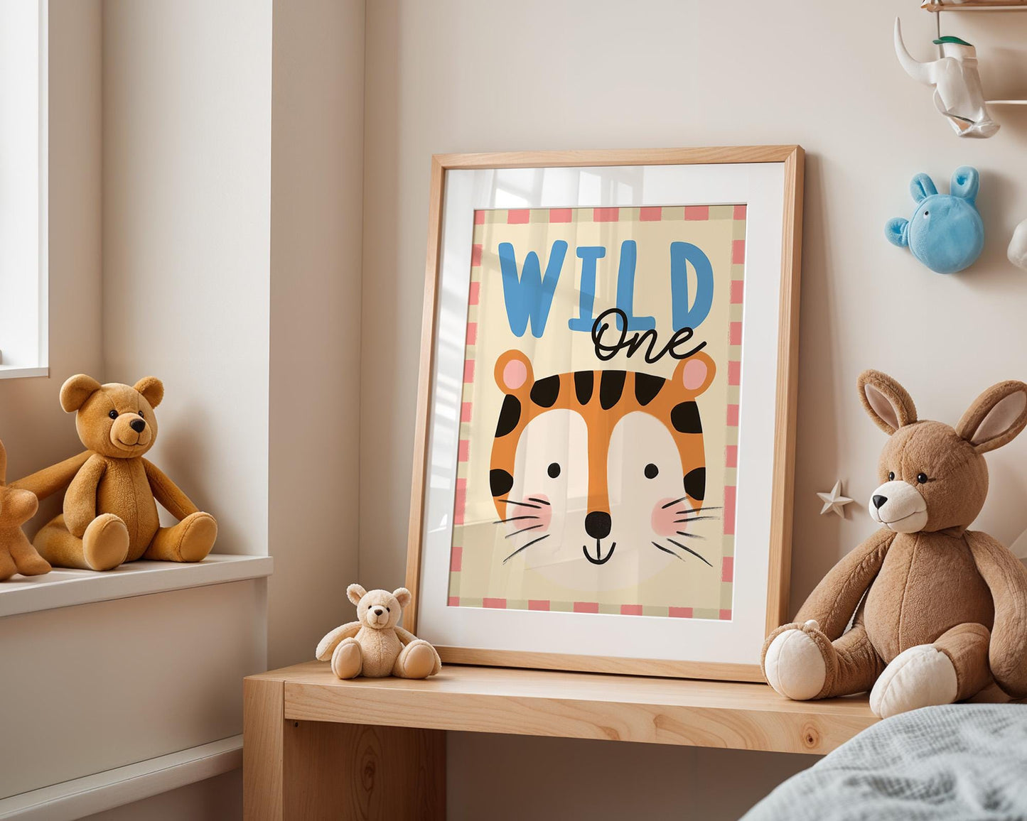 Poster Kinderzimmer Tiger · Wild One Schriftzug · Lustiges Tiermotiv · Dschungel Deko für Kinder · Geburtstagsbild · Dekoprint ohne Rahmen-3