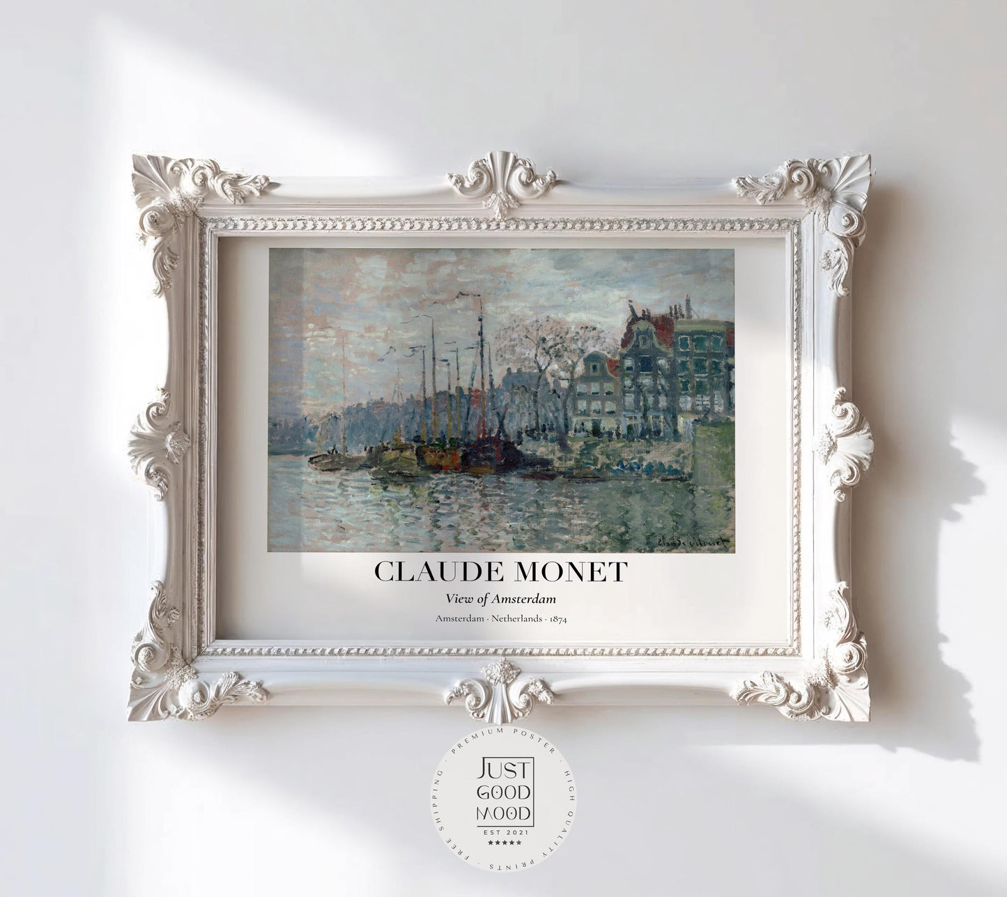 Claude Monet Poster · Amsterdam 1874 · Impressionismus Stadtansicht · Vintage Kunst Druck · Grachtenblick ohne Rahmen-0