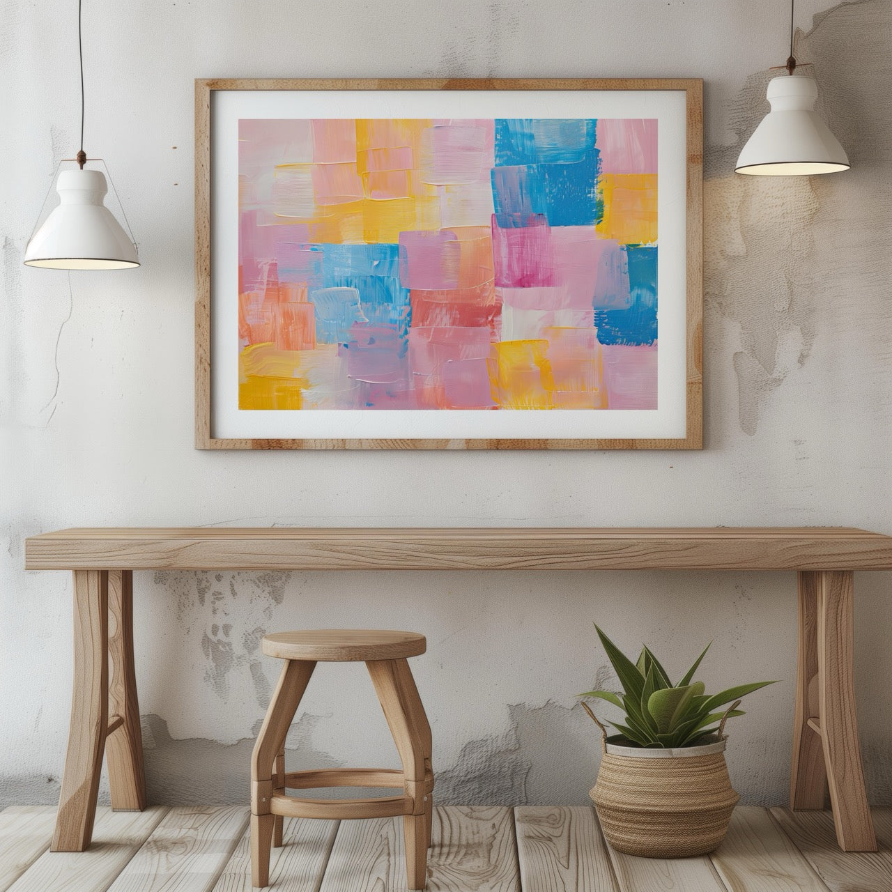 Pastel Harmony of Abstract Brushstrokes - Rolled Poster Wall Art Print-4