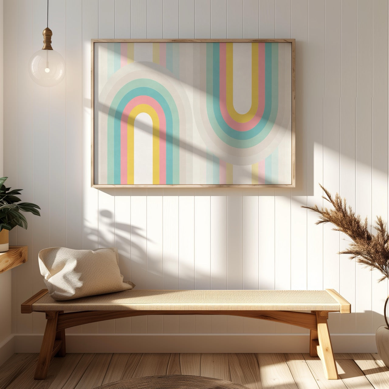 Abstract Pastel Retro Rainbow Arches - Rolled Poster Wall Art Print-1