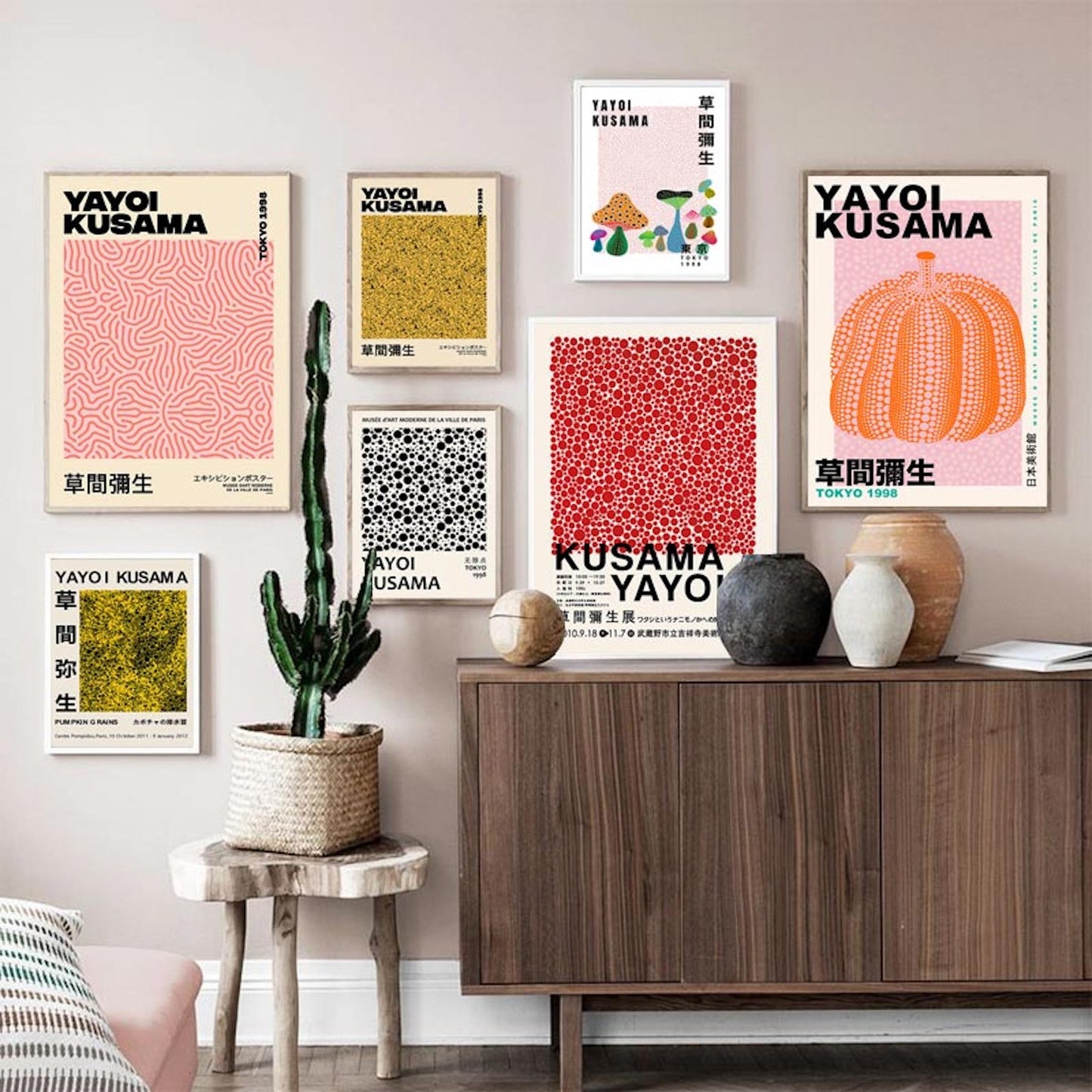 Poster Modern Yayoi Kusama Abstrakt Nordic | Bilder Wohnzimmer | Wandbilder Schlafzimmer | Deko Print ohne Rahmen | Bilder Set Kunstdruck-0