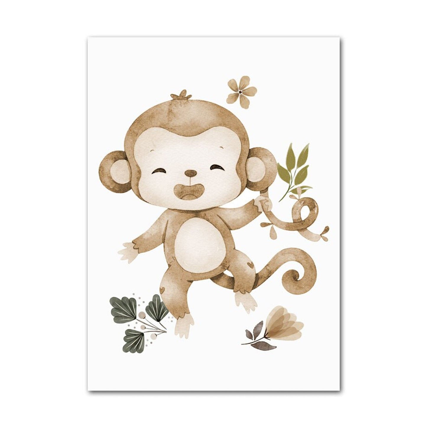 Poster Kinder süße Tiere im Boho Stil Nilpferd Elefant Löwe Regenbogen Sonne und Mond als Deko Print ohne Rahmen-5