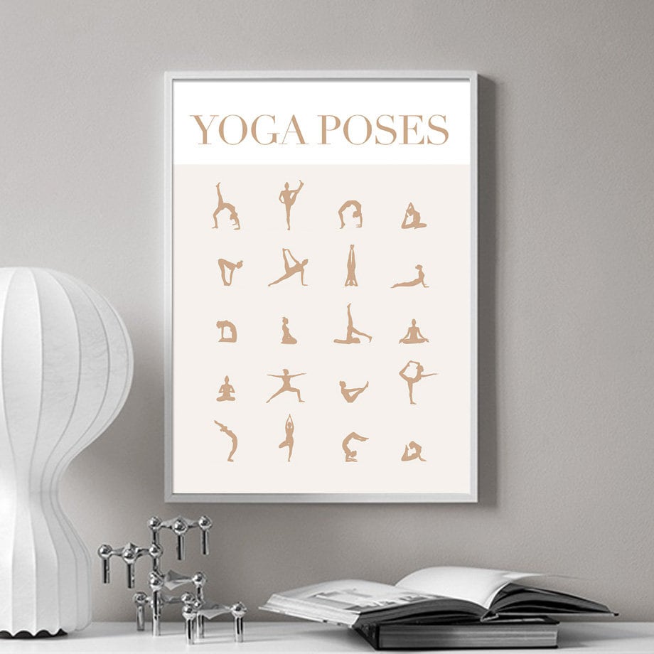 Poster Yoga Abstrakt sitzende Frau und Posen als Deko Print ohne Rahmen-4