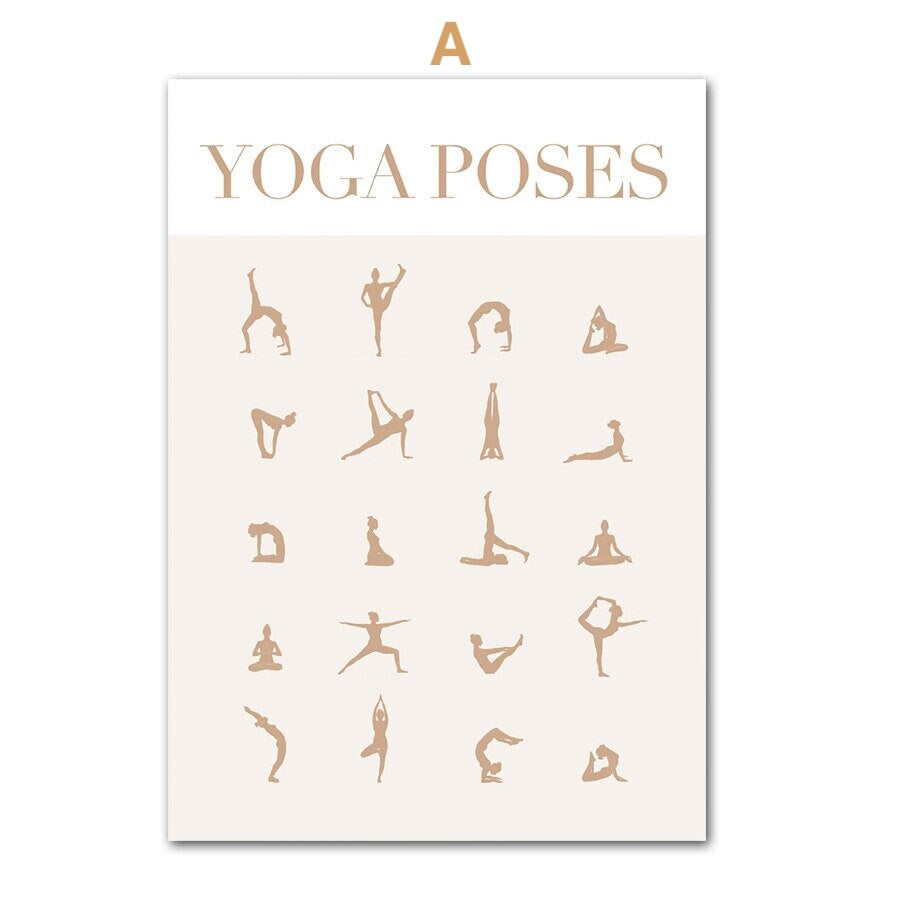 Poster Yoga Abstrakt sitzende Frau und Posen als Deko Print ohne Rahmen-5