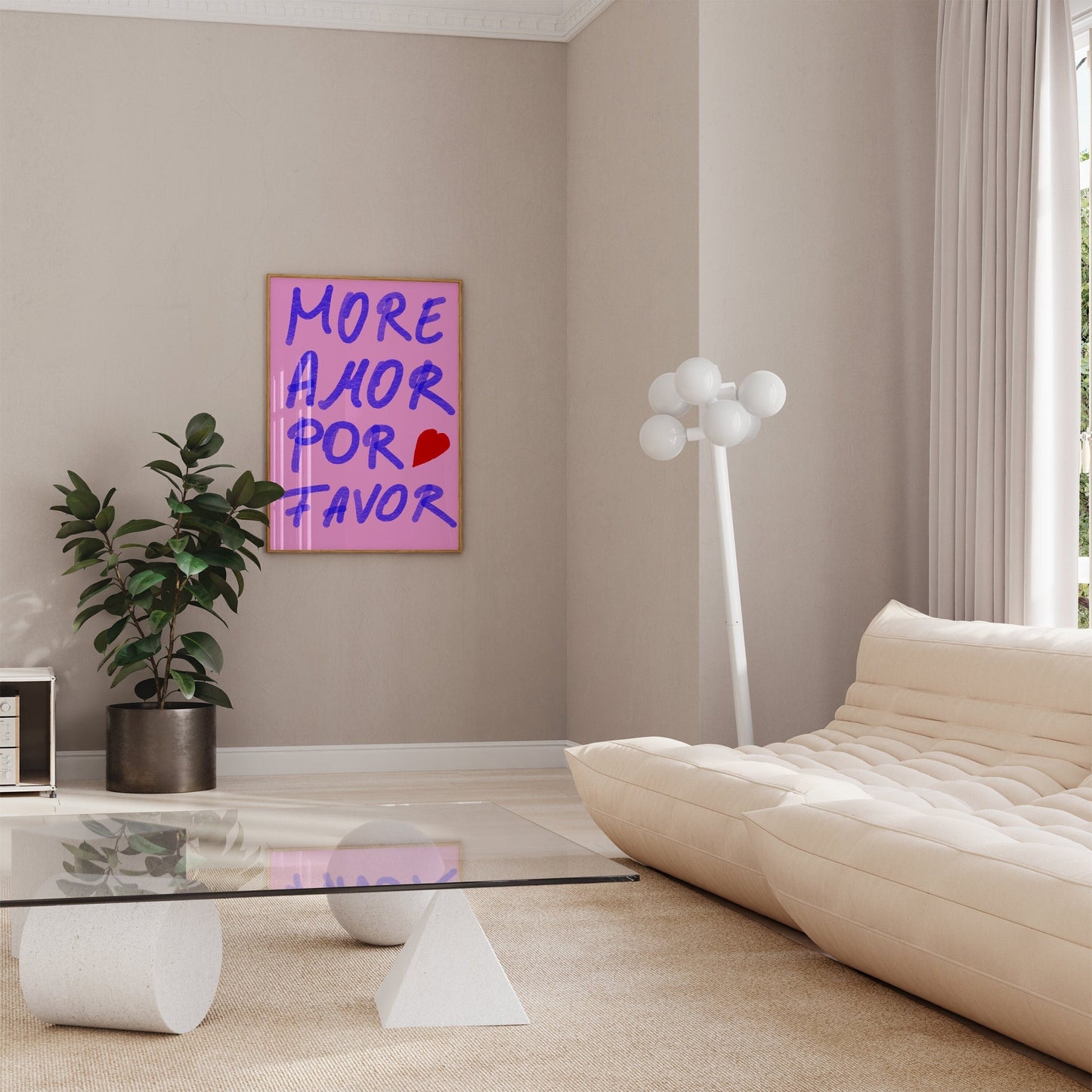 Pink Wandkunst Handschrift Poster · Geschenkidee · More Amor Por Favor · moderne elektrisch · Wandkunst · Wand Deko · Deko Print ohne Rahmen-2