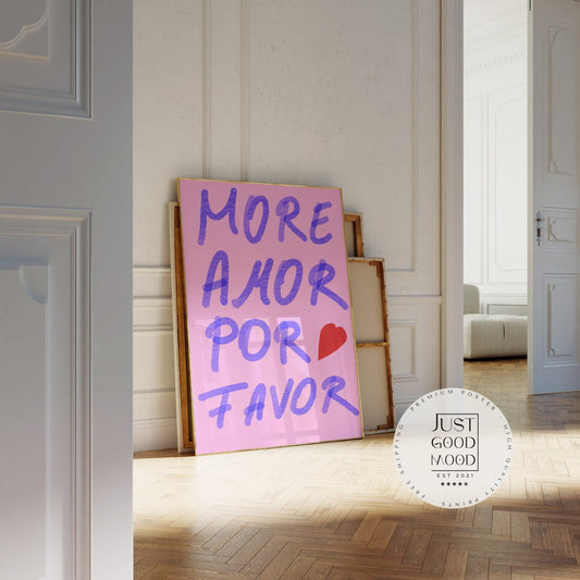 Pink Wandkunst Handschrift Poster · Geschenkidee · More Amor Por Favor · moderne elektrisch · Wandkunst · Wand Deko · Deko Print ohne Rahmen-0