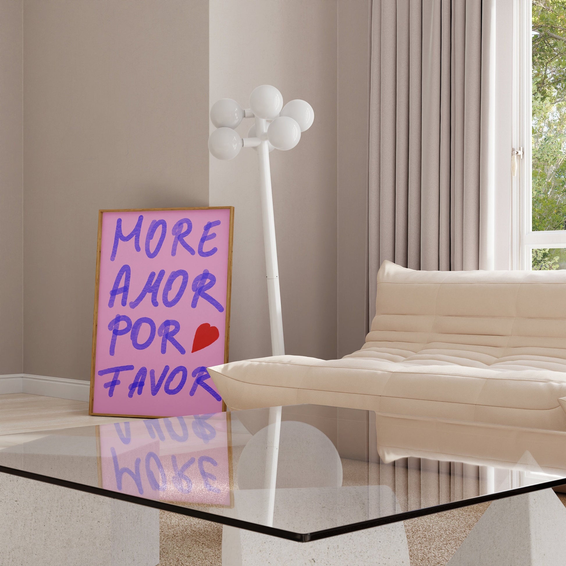 Pink Wandkunst Handschrift Poster · Geschenkidee · More Amor Por Favor · moderne elektrisch · Wandkunst · Wand Deko · Deko Print ohne Rahmen-3