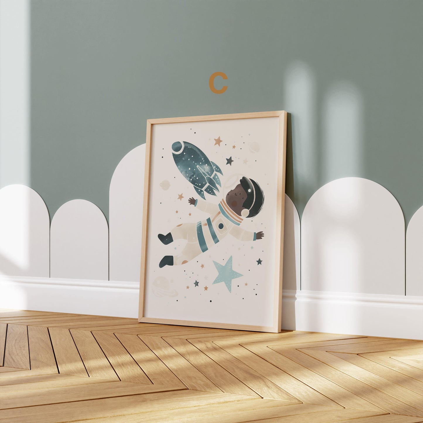 Astronaut Poster Kinderzimmer · Geschenkidee für Kinder · Kinderzimmer Deko  · Weltraum Rakete & Planeten · Deko Print ohne Rahmen-5