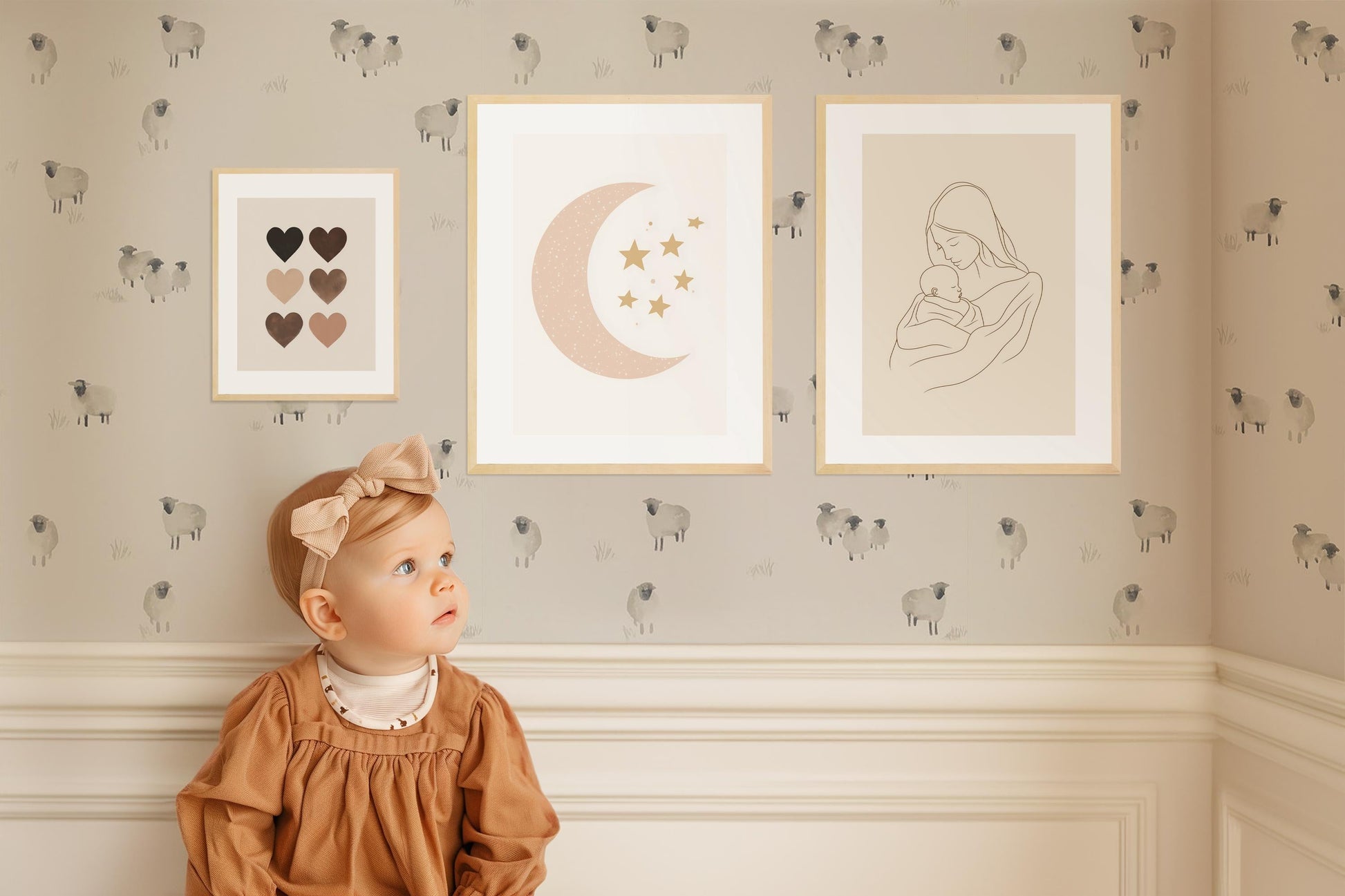 BEIGE Boho Poster Babyzimmer · Geschenkidee für Kinder · Babyzimmer Deko  · Modern Abstrakt Minimalistisch neutral ·Deko Print ohne Rahmen-2