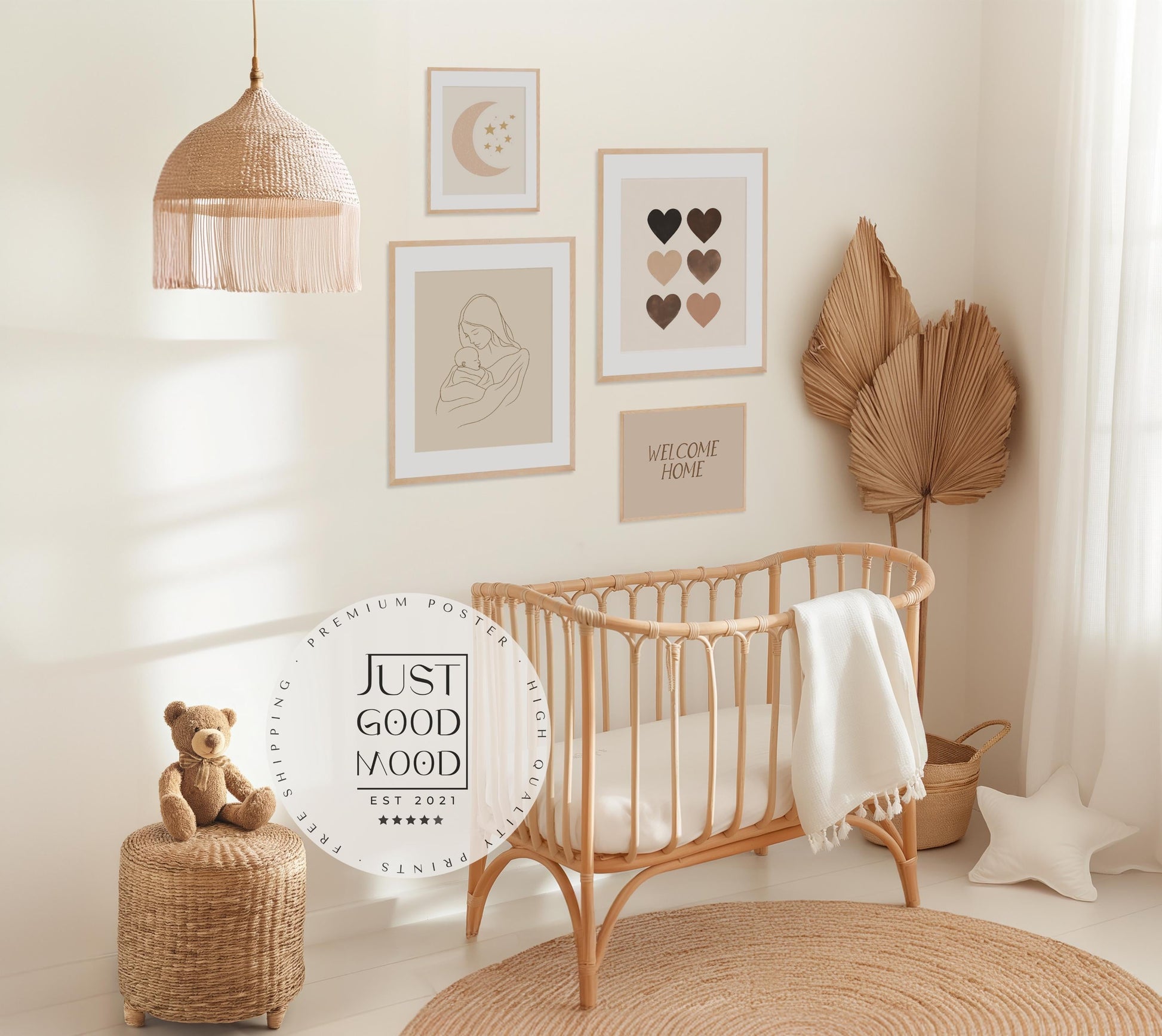 BEIGE Boho Poster Babyzimmer · Geschenkidee für Kinder · Babyzimmer Deko  · Modern Abstrakt Minimalistisch neutral ·Deko Print ohne Rahmen-1