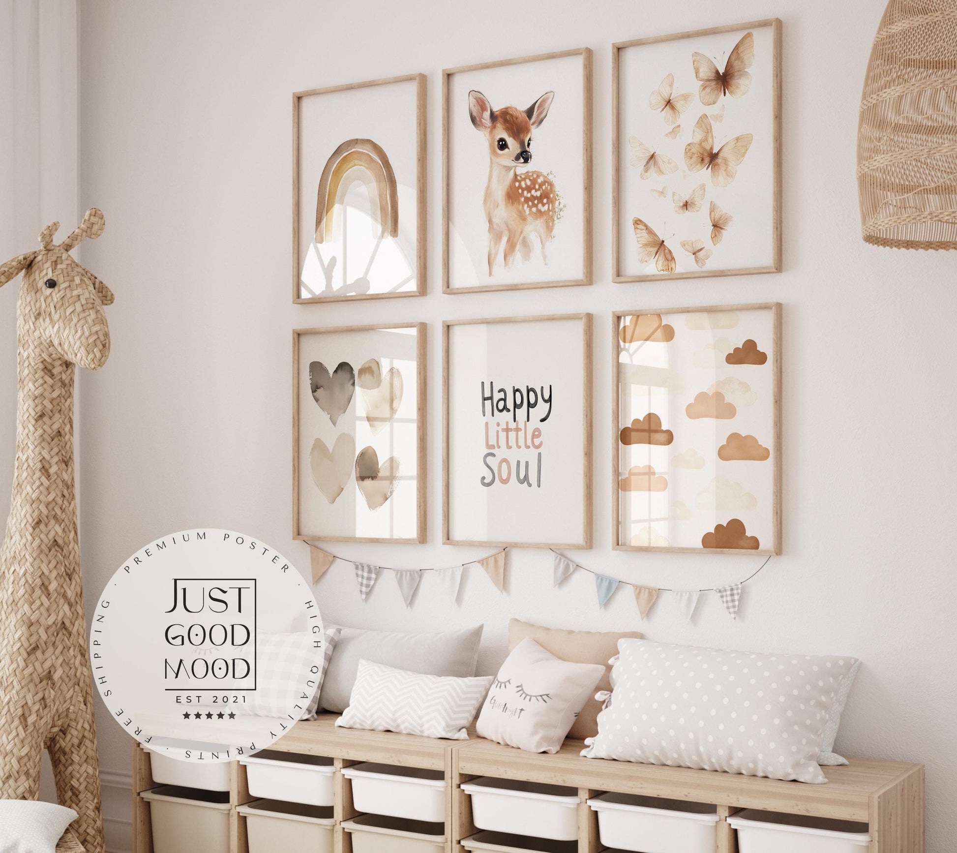 Süße Pastell Farben Poster Kinderzimmer · Geschenkidee für Kinder · Babyzimmer Deko  · Minimalistisch neutral · Deko Print ohne Rahmen-1