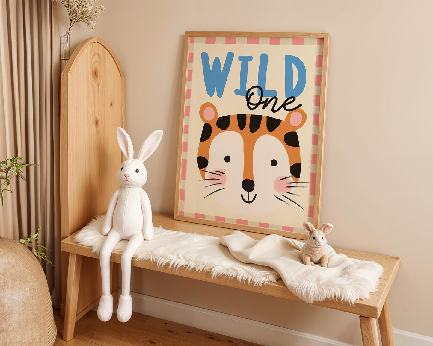 Poster Kinderzimmer Tiger · Wild One Schriftzug · Lustiges Tiermotiv · Dschungel Deko für Kinder · Geburtstagsbild · Dekoprint ohne Rahmen-1