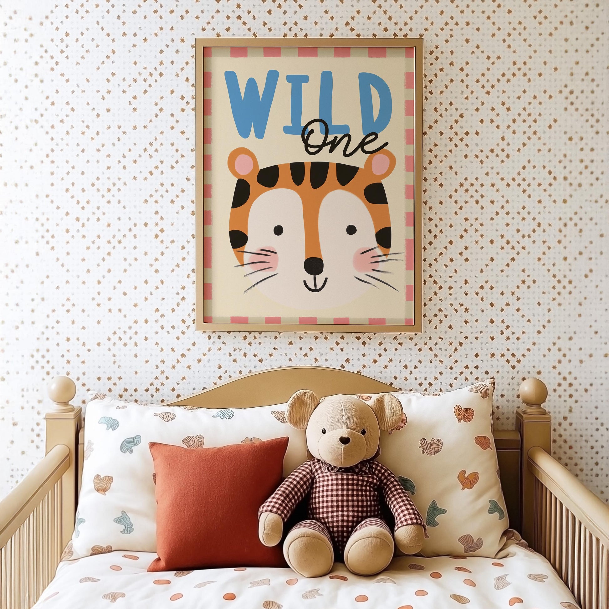 Poster Kinderzimmer Tiger · Wild One Schriftzug · Lustiges Tiermotiv · Dschungel Deko für Kinder · Geburtstagsbild · Dekoprint ohne Rahmen-4