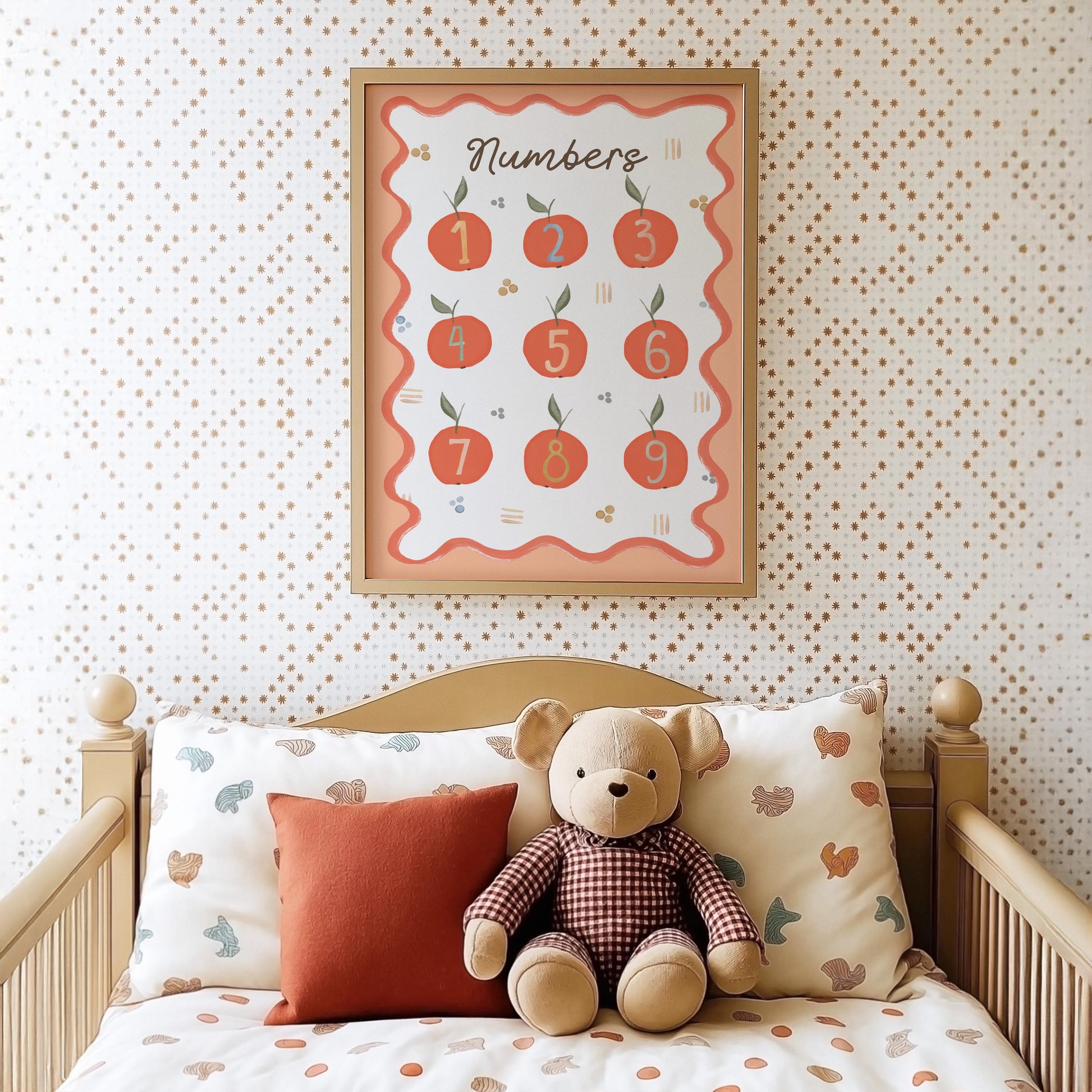 Poster Kinderzimmer Zahlen · Lernposter mit Früchten 19 · Spielerisch Zählen lernen · Pädagogische Deko im Boho Stil · Ohne Rahmen-4