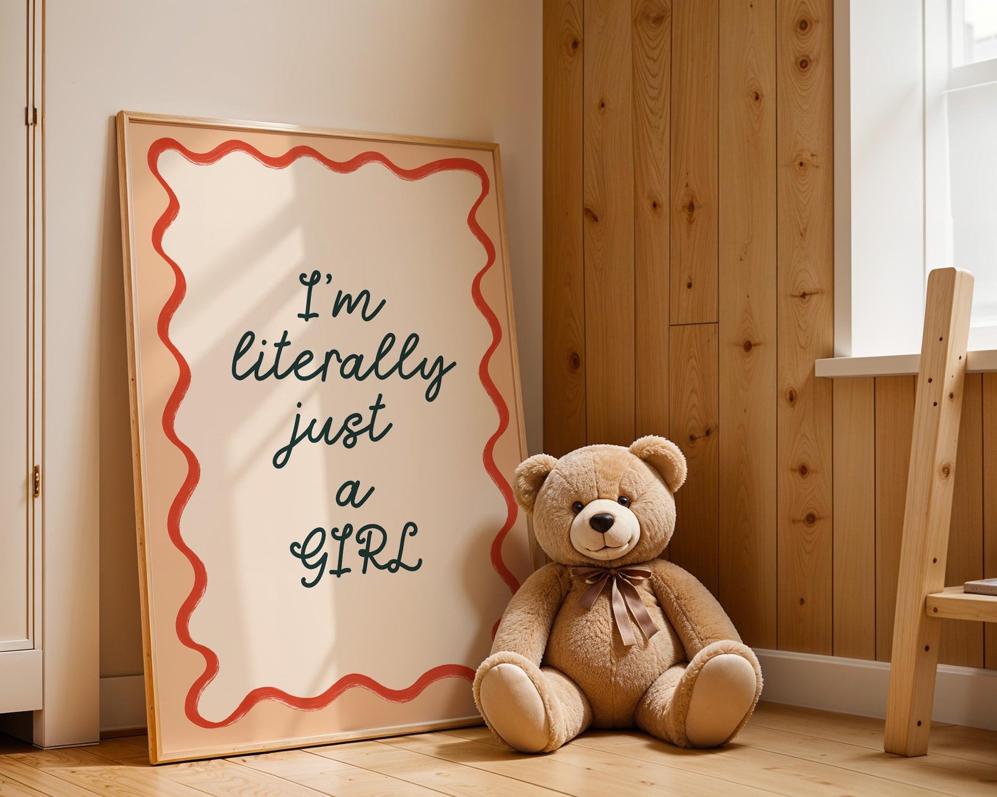 Poster Kinderzimmer Girl Power · Im Literally Just a Girl · Lustiger Spruch für Mädchenzimmer · Statement-Deko · Dekoprint ohne Rahmen-3