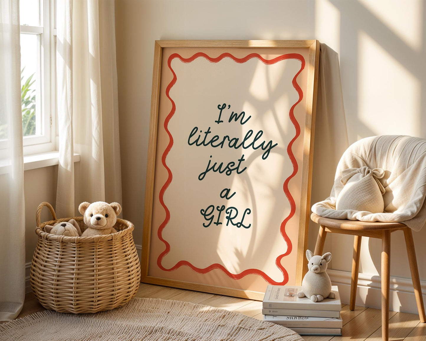 Poster Kinderzimmer Girl Power · Im Literally Just a Girl · Lustiger Spruch für Mädchenzimmer · Statement-Deko · Dekoprint ohne Rahmen-1