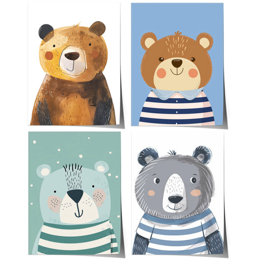 Poster Kinderzimmer Bär Wald Dschungel Aquarell Löwe Elefant · Kinderzimmer Bilder · Wand Deko · Kunst Druck · Deko Print · ohne Rahmen-0